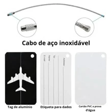 Luggage Tag Identifier Luggage Label Aluminum Steel Cable - Xám - Xem 4
