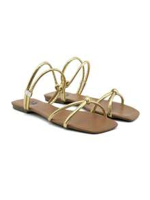 Women's Casual Elegant Modern Flat Sandal - Vàng - Xem 3