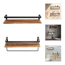 Étagère murale rustique en bois Étagère de cuisine Étagère flottante vintage pour montage mural, étagère murale avec porte-serviettes pour chambre, salon, bureau, salle de bain