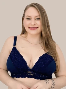 KIT 02 Bras With Soft Plus Size Reinforced Underwire Beatriz Cups. Navy/Nude. - Nhiều màu - Xem 2