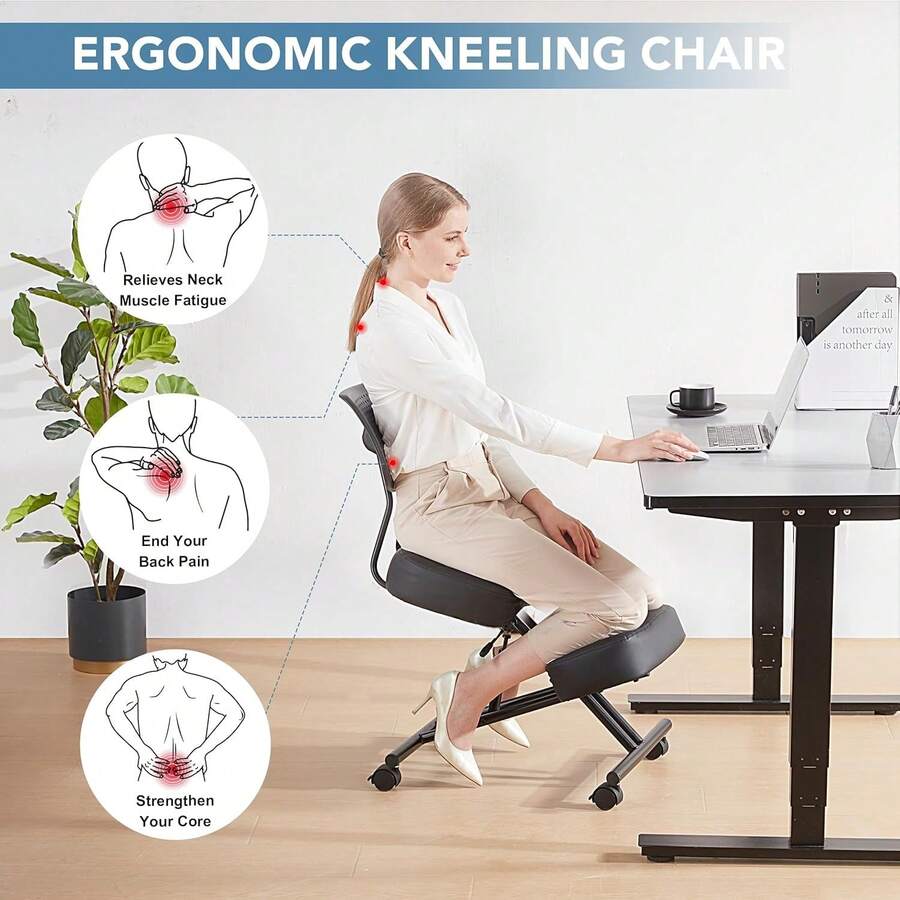 Ergonomic Kneeling Chair With Back Support, Kneeling Desk Chair For