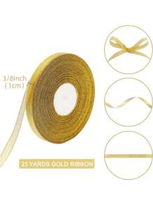 25-100 Yards ruy băng kim tuyến vàng bạc 3/8 inch, ruy băng vải mỏng lấp lánh để gói quà, thủ công, trang trí tiệc sinh nhật, tiệc cưới, bó hoa, cuộn ruy băng vàng kim loại - Nhiều màu - Xem 10