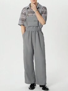 INCERUN Fashion Men Sleeveless Strappy Elastic Waist Zip Up Jumpsuits Casual Long Bib Dungarees Rompers Cargo Overalls - Xám - Xem 1