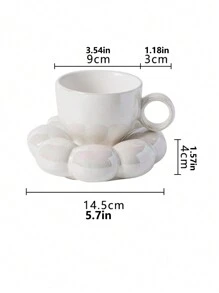 1 Set Cute Nordic Style Ins Macaron Sunflower Ceramic Coffee Cup & Saucer, Creative Gifts For Easter, Graduation, Party, Father's Day, Wedding, Birthday Celebration - Multicolor - View 7