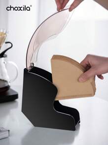 choxila 1pc Coffee Filter Holder, Coffee Filter Storage With Dustproof Cover, Coffee Filter Paper Dispenser Rack, Coffee Filter Box For Coffee Shop, Home, Office, Capacity Of 200pcs Cone Coffee Filters