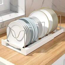 1pc Stretchable Kitchen Organizer Rack, Pot Lid Holder, Cutlery Drainer, Cookware Storage Shelf, Can Be Placed On Countertop Or Drawer, Space-Saving And Multi-Functional Storage Rack