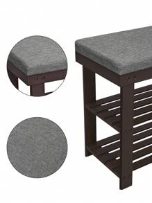 SONGMICS Bamboo Shoe Bench, 3-Tier Shoe Rack, Stable Shoe Organizer For Entryway, Living Room, Bench Seat, Brown And Grey MLBS604CG - 棕色 - 查看 7