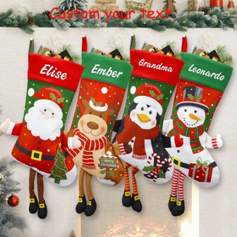 Calcetín navideño personalizado bordado de 18 pulgadas - Decoración navideña - Decoración festiva - Calcetines navideños familiares personalizados, Suministros de regalo de Navidad