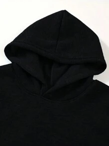 2er/Set Jungen Lässig Fleece Hoodie & Jogginghose Set, geeignet für Reisen und Hauskleidung im Herbst/Winter - Schwarz - Übersicht 6