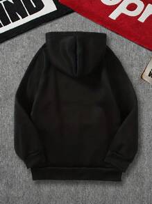 2er/Set Jungen Lässig Fleece Hoodie & Jogginghose Set, geeignet für Reisen und Hauskleidung im Herbst/Winter - Schwarz - Übersicht 2