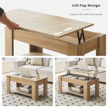 CLIPOP Lift Top Coffee Table, Wooden Coffee Table With Hidden Compartment And Open Storage Shelf,Modern Sofa Side Table Center Table For Living Room And Bedroom - 棕色 - 查看 8