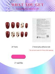 Eleva tu estilo con 24 piezas de uñas postizas cortas de forma ovalada con puntas de estampado de leopardo que se ajustan perfectamente. Incluye 1 pieza de pegamento de gelatina y 1 pieza de lima de uñas. Uñas de leopardo para uso diario, trabajo, estudio y fiestas para mujeres y niñas.