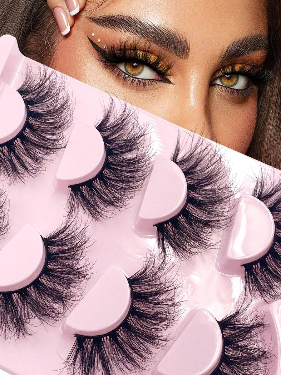 ENCHUW 4 Cặp Lông Mi Giả 25mm Lông Mi Mềm Mịn Lông Mi Dày Ấn Tượng Thích Hợp Cho Trang Điểm Dự Tiệc - Lông mi Criss Cross - Xem 1