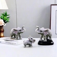 3pcs Family Of Three Elephant Resin Craft Decoration Best Gifts Birthday - Silver - View 9
