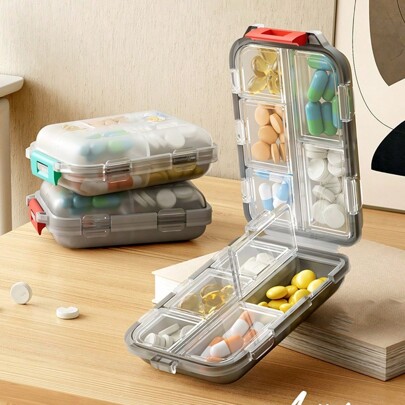1pc Daily Pill Organizer 10 Compartments Portable Pill Box Travel Medicine Storage Box Moisture-Proof Small 10 Girds Medicine Box Travel Pill Organizer Small Pill Box Mini Portable Weekly Medicine Holder Container For Travel Home School Supplies College Dorm Essentials For Student Container Medicine Pill's Box Travel Supplies Camping Medical Emergency Bag Pill Case Pill Container Medicine Organizer