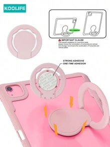 1 件 Koolife 透明超薄保护壳带支架，内置笔槽，多功能支架，全身防摔，TPU+PC 材质，兼容 iPad/iPad Pro/Mini/Air/2/5/6 - 粉紅色-支架款 - 查看 3