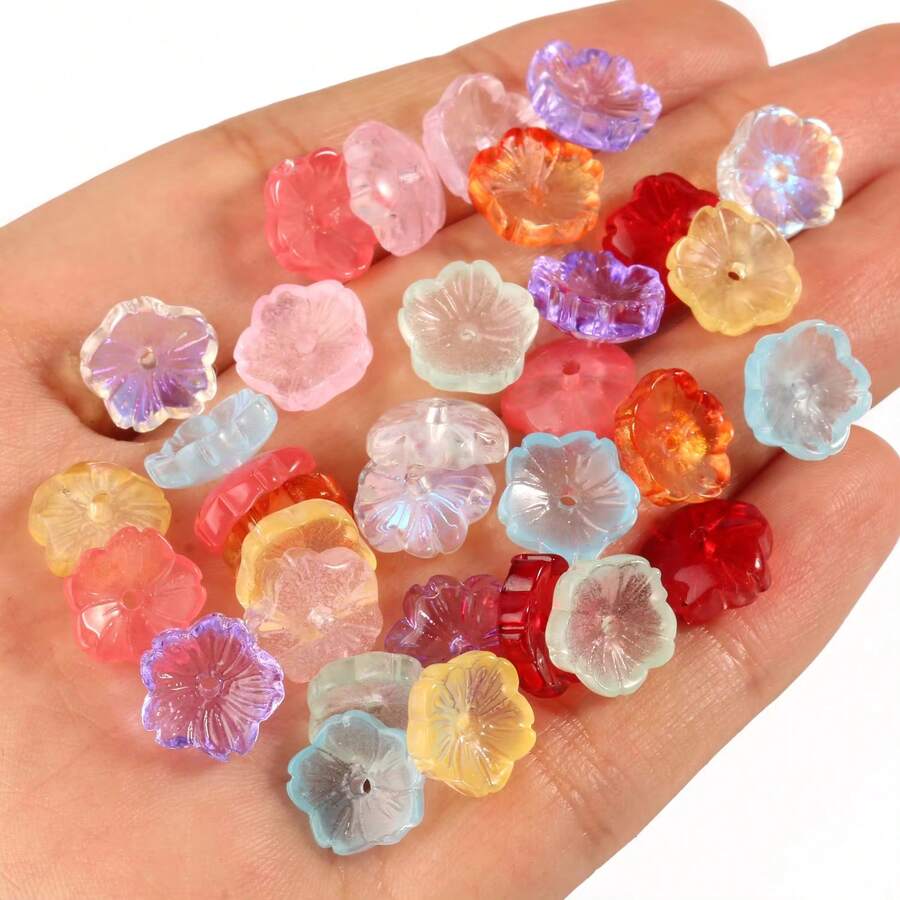 10x4mm AB 透明花形捷克灯工水晶玻璃隔珠适用于珠宝制作 DIY 手链项链配件