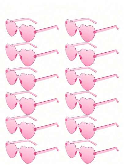 10/5/3/2/1pc Heart Shaped Glasses Candy Color Rimless Fun Heart Glasses For Women Men Party Favors, Women Heart Glasses, Fashion Heart Glasses, Party Glasses, Beach Accessories, Eyewear For Weddings, Birthday Parties, Traveling, Bridal Shower, Bachelor Party, Wedding, Bride Team Favor