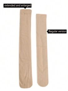 加厚保暖硅胶防滑袜，弹力十足，专为高个女性设计，显瘦不透明过膝长袜，暖黑色/肤色，柔软舒适，适合秋冬季节，温暖舒适 - 杏色 - 查看 7