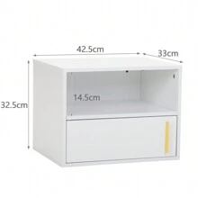 Mesita de noche flotante de pared, mesa auxiliar moderna, estante de pared con gabinete de almacenamiento para sala de estar, dormitorio, color blanco