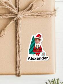 6/15/30PCS 定制圣诞照片名称贴纸，个性化不对称形状镂空名称贴纸，白色背景与圣诞树，圣诞雪人图案设计，定制节日标签贴纸，多用途彩色 PVC 防水名称贴纸，适用于礼品包装、信封封口、礼品袋装饰、笔记本圣诞贴纸、给家人、朋友、儿子、女儿的圣诞礼物 - 彩色 - 查看 11