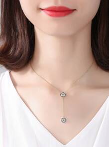 Kaletine 1 chiếc vòng cổ mặt dây chuyền mắt ác màu xanh bạc Sterling 925 dành cho nữ đính đá Zirconia - Bạc - Xem 5