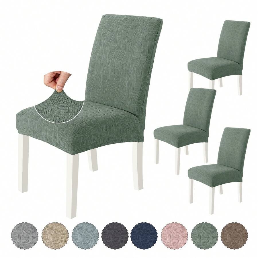 CYCMACO Chair Covers With Backrest 4/6 Pieces, Kitchen Chair Covers, Stretch Chair Cover, Universal Dining Room Chair Covers, Washable Removable, Easy To Clean - 淡綠 - 查看 1