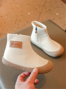 幼儿靴防踢皮靴2023秋冬新款宝宝女童鞋短靴软底男童中筒靴