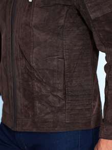 Men's Suede Jacket Men's Chamoa Shamoa Coat Plain Slim With Pockets - Rỉ Nâu - Xem 1