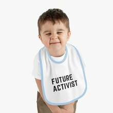 Future Activist Baby Contrast Trim Jersey Bib - 白色/黑色 - 查看 8