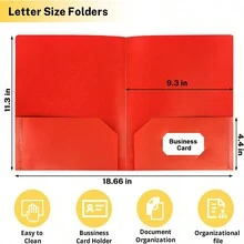 1/6/12PCS 带口袋的塑料文件夹，多色口袋文件夹带名片夹，重型 6 文件夹，适用于文件办公室整理文件夹信纸大小学校用品（蓝紫黄绿橙红色） - 均碼 - 查看 2