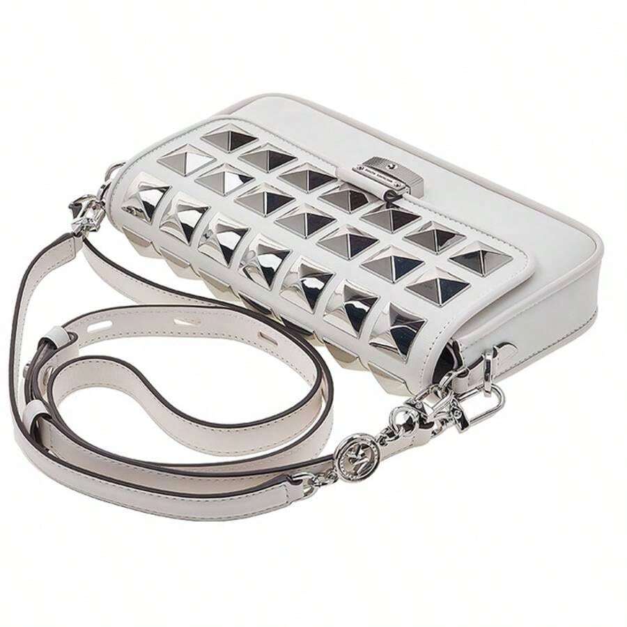 Michael Kors Women's Studded Leather Shoulder Bag White SHEIN USA