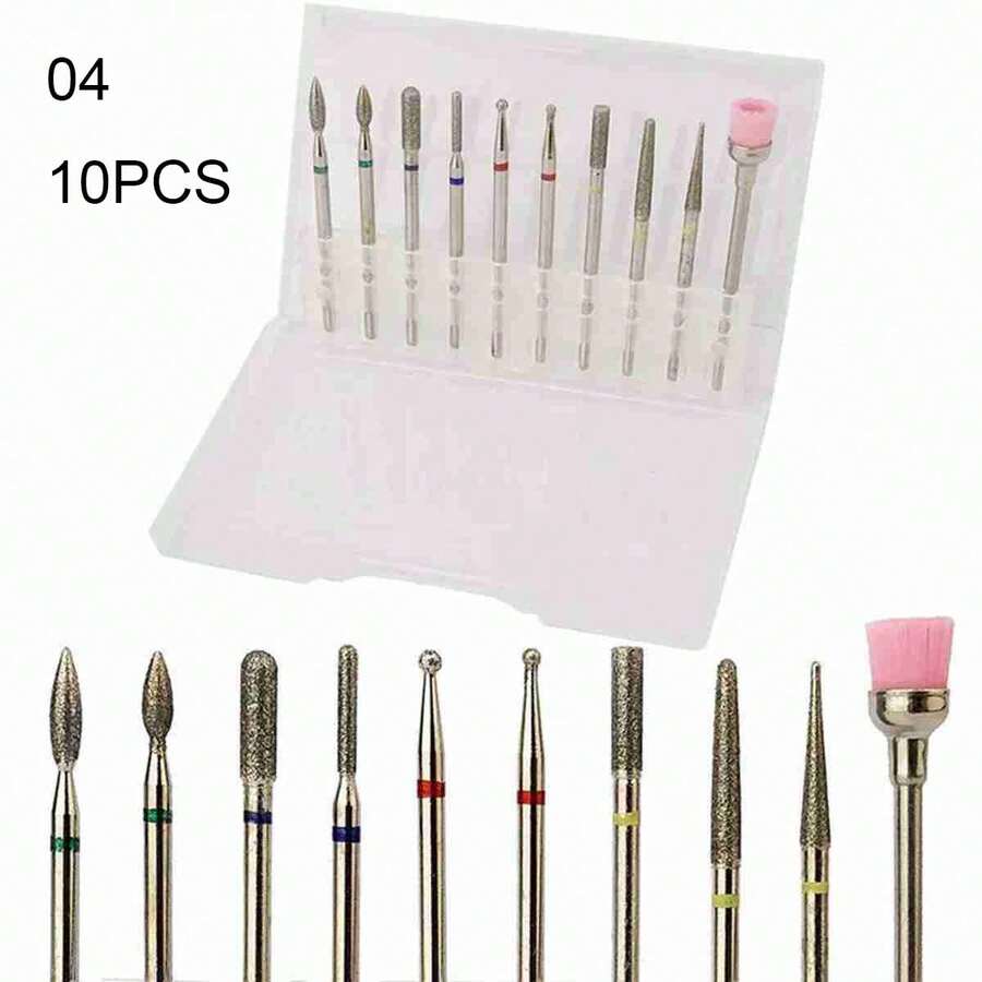 10 Pcs Carbide Diamond Nail Drill Bits Milling Cutters For Manicure
