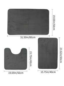 1pc Minimalist Bath Rug, Simple Plain Color Toilet Rug For Bathroom - Dark Grey - View 2