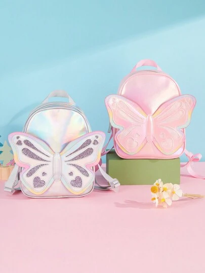 1 件女孩背包，带可爱蝴蝶和闪光装饰，时尚迷你背包，送给女孩的礼物