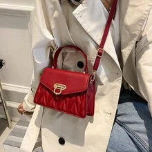 Women's Crossbody Shoulder Bag PU Synthetic Leather Fashion Elegant Chic - 紅色 - 查看 2