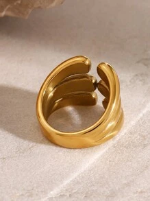 1 Stück rostfreier Edelstahl Mehrschicht Wassertropfen Wellen Ring, großer persönlicher Ring, modisch und kreativ minimalistisches Metallstatement, wasserdichter Schmuck für Frauen