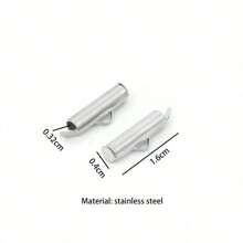 10pcs Stainless Steel Crimp End Beads Slide End Clasp With Chain Buckles Tubes Slider End Caps Connectors DIY Jewelry Accessories