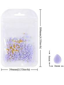 150 pièces Décorations d'ongles florales violettes à découper, accessoires de boules en acier doré de tailles mélangées. Fournitures pour ongles pour la conception et la décoration de salon de manucure DIY pour femmes - Parme - Voir 6