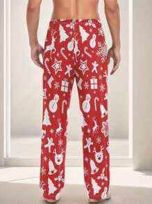 Men's Thin & Casual Christmas Print Pajama Pants For Autumn/Winter - Red - View 5