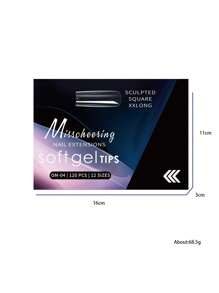 120 peças de cobertura total unhas postiças pontas XXLong unhas quadradas unhas postiças extensão de gel descascável unhas cápsula unhas postiças suprimentos para arte de unha adequados para meninas mulheres arte de unha estilo faça você mesmo