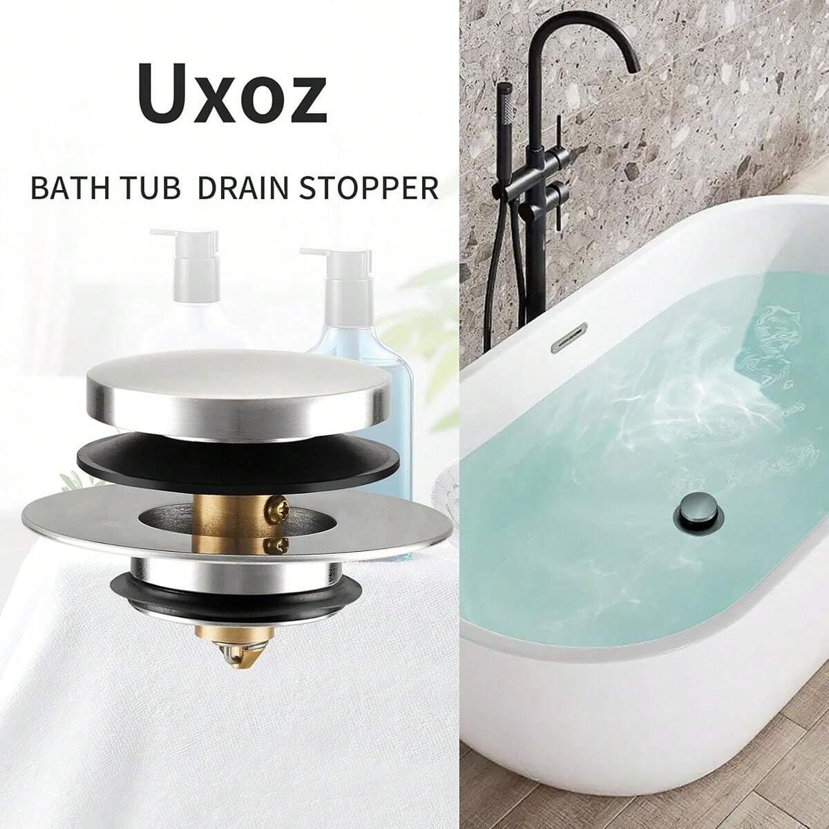 Bathtub Drain Stopper, Uxoz Universal Tub Stopper For Replacing Tip Toe