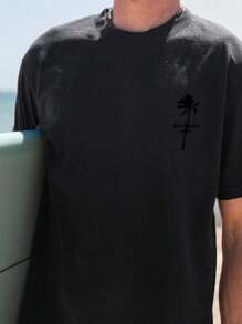 Los Angeles Palmeira Surf T-Shirt Shirt Blouse Unisex Men Women 100% Cotton Top Premium Streetwear New Release Fast Shipping Various Colors!! Plus Size - 黑色 - 查看 2