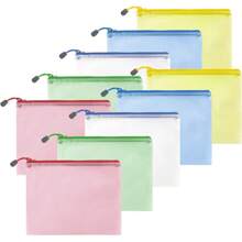10 PCS A5 Plastic File Zipper Pouch, Waterproof File Zip Bags, PVC Plastic Document Folder, Money Wallets, Storage Bags For School Office Supplies Home School Travel(24x17.5cm, 5 Colors) , Back To School Gifts - Multicolor - View 1