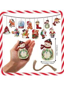 Bộ 12/24 đồ trang trí Giáng sinh bằng gỗ theo phong cách trang trại, đồ trang trí treo Giáng sinh cho cây thông Noel, ông già Noel và người tuyết cổ điển, mặt dây chuyền cho tiệc tại nhà, đồ trang trí lễ hội, đồ trang trí tiệc theo chủ đề, đồ trang trí Giáng sinh quà tặng tốt nhất - Giáng sinh - Xem 7