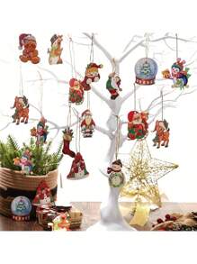 Bộ 12/24 đồ trang trí Giáng sinh bằng gỗ theo phong cách trang trại, đồ trang trí treo Giáng sinh cho cây thông Noel, ông già Noel và người tuyết cổ điển, mặt dây chuyền cho tiệc tại nhà, đồ trang trí lễ hội, đồ trang trí tiệc theo chủ đề, đồ trang trí Giáng sinh quà tặng tốt nhất - Giáng sinh - Xem 2