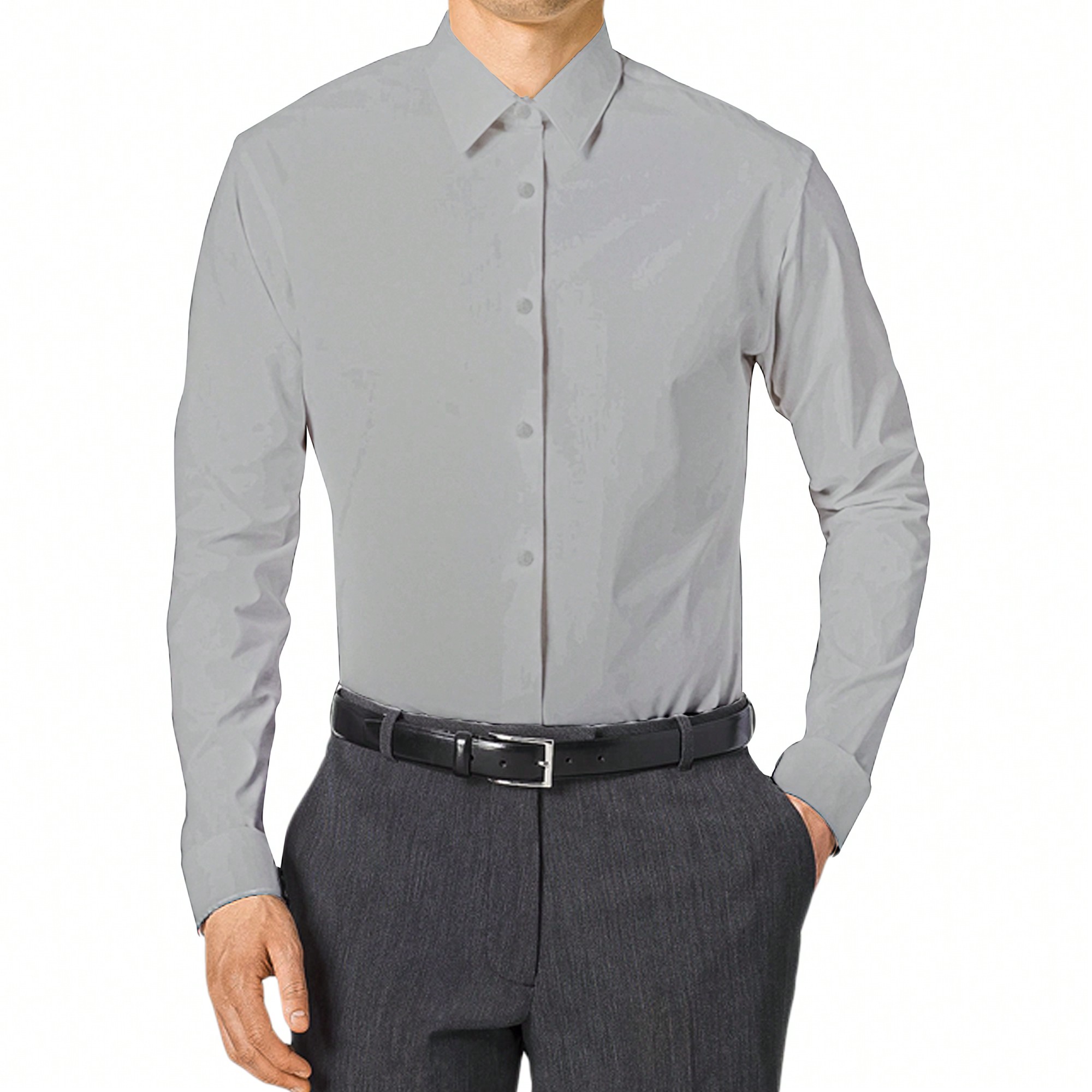 Men's Slim Fit Long Sleeve Dress Shirt, Solid Colors, Button Up - Afbeelding 14 van 20