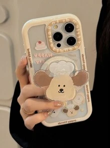 Ốp lưng điện thoại dễ thương 1 chiếc Ốp lưng điện thoại từ tính họa tiết hoạt hình GUCADI có đế từ tính, Quà tặng cho các cặp đôi, Dày và chống sốc, Tương thích với Apple Series 16/15/14/13/12/11, Chống nước, Chống rơi, Chống trầy xước, Phù hợp cho mùa thu/đông - trắng - Xem 5