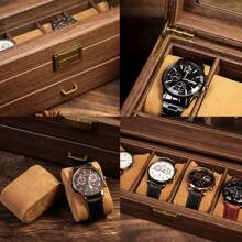 Personalized Men's Watch Box | With Drawer Watch Display Case For 3 6 12 Watches |Men Watch Box|Anniversary For Him Personalized Brown Watch Box For 3 6 10 Slot Watches, Watch Storage, Husband's Gift For Her, Friends, Workers For Anniversaries, For Valentine's Day Mother's Day Birthdays Children's Day Graduation Weddings Father's Day Housewarming School, Home, Office Back To School
