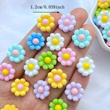 20/50/100pcs/Set Colorful 3D Mini Floral Resin Flat-Back Stones, Mixed Random 12mm - For DIY Wedding Decor, Nail Art Craft, Scrapbooking